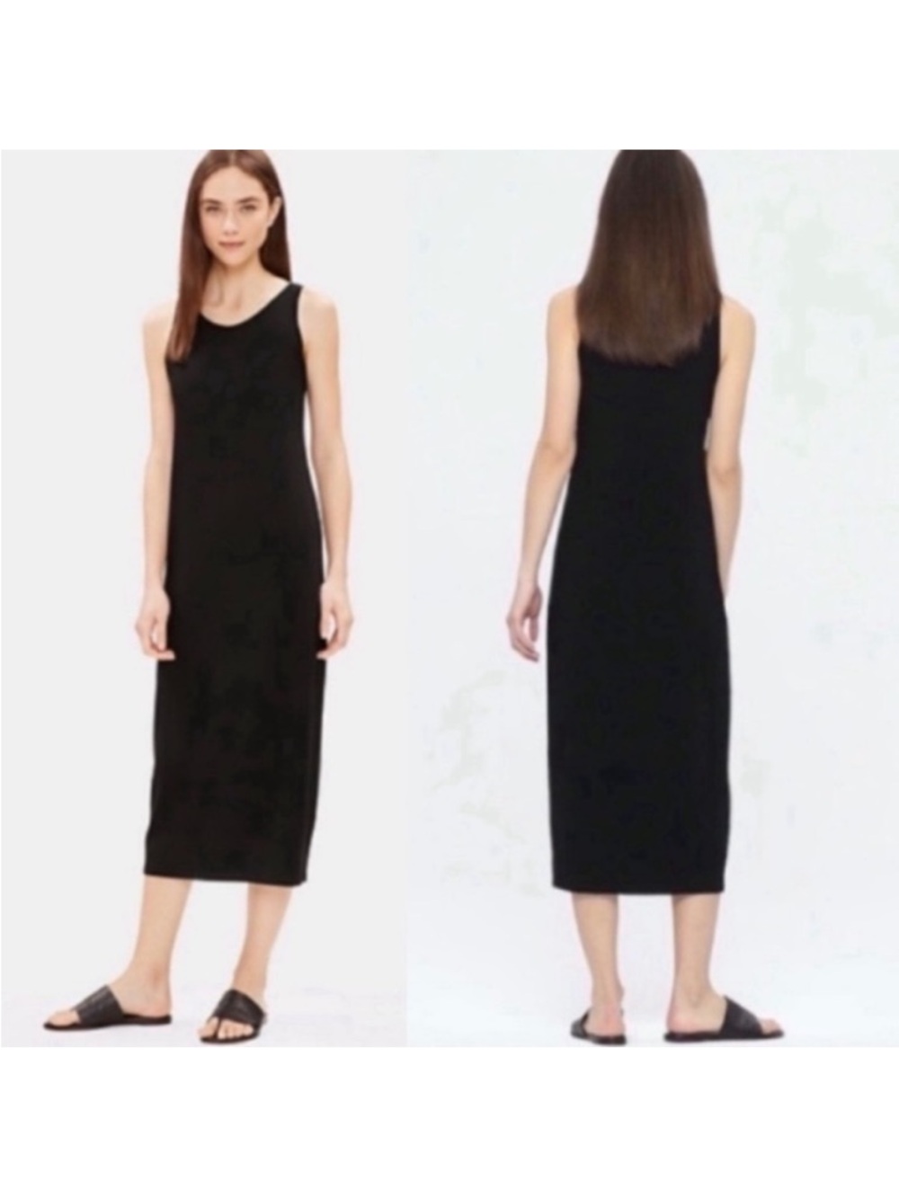 Eileen Fisher Perfect Black Sleeveless Midi Tank Dress